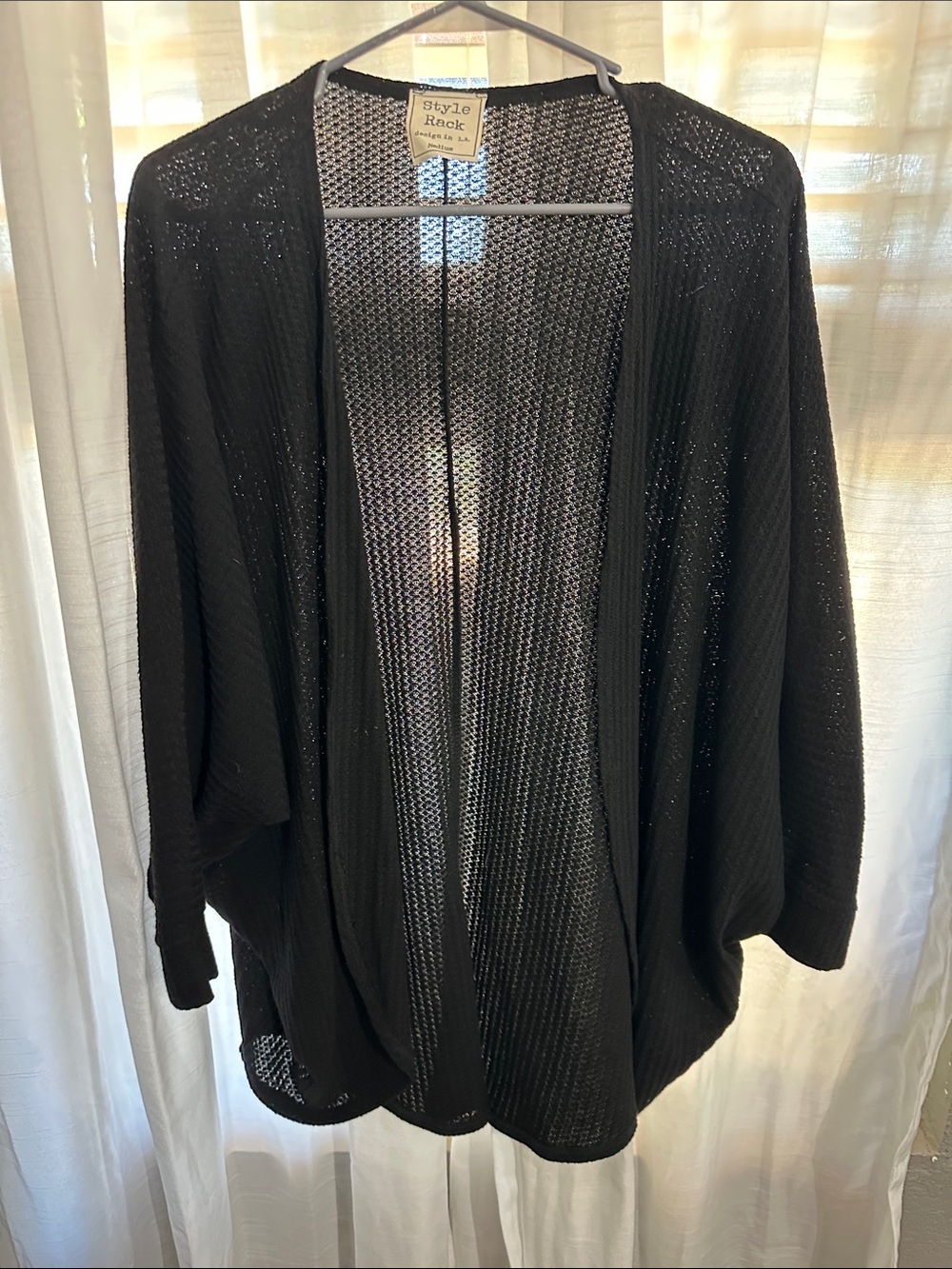 Style Rack Black Open-Weave Knit Top